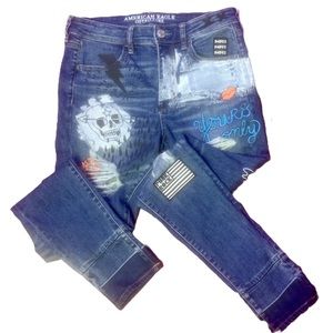 American Eagle Painted Patch Jeans
